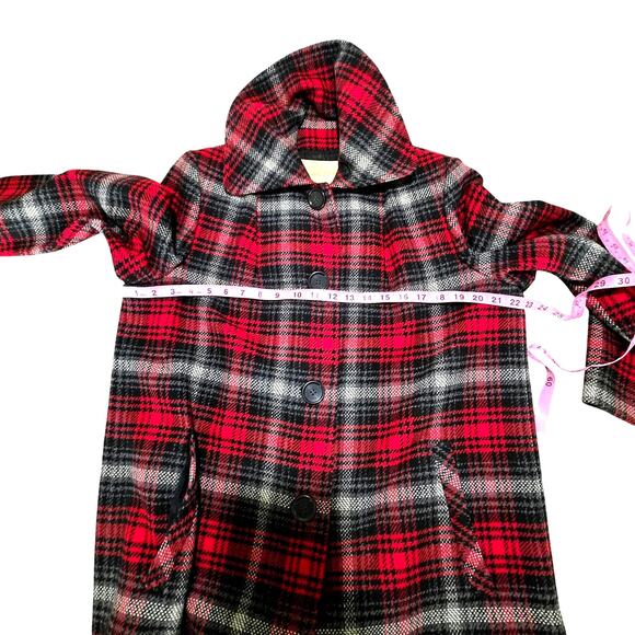 Vintage Pendleton 100% Tartan Plaid Wool Pea Coat in Women's Size M, Red & Black - Picture 9 of 14